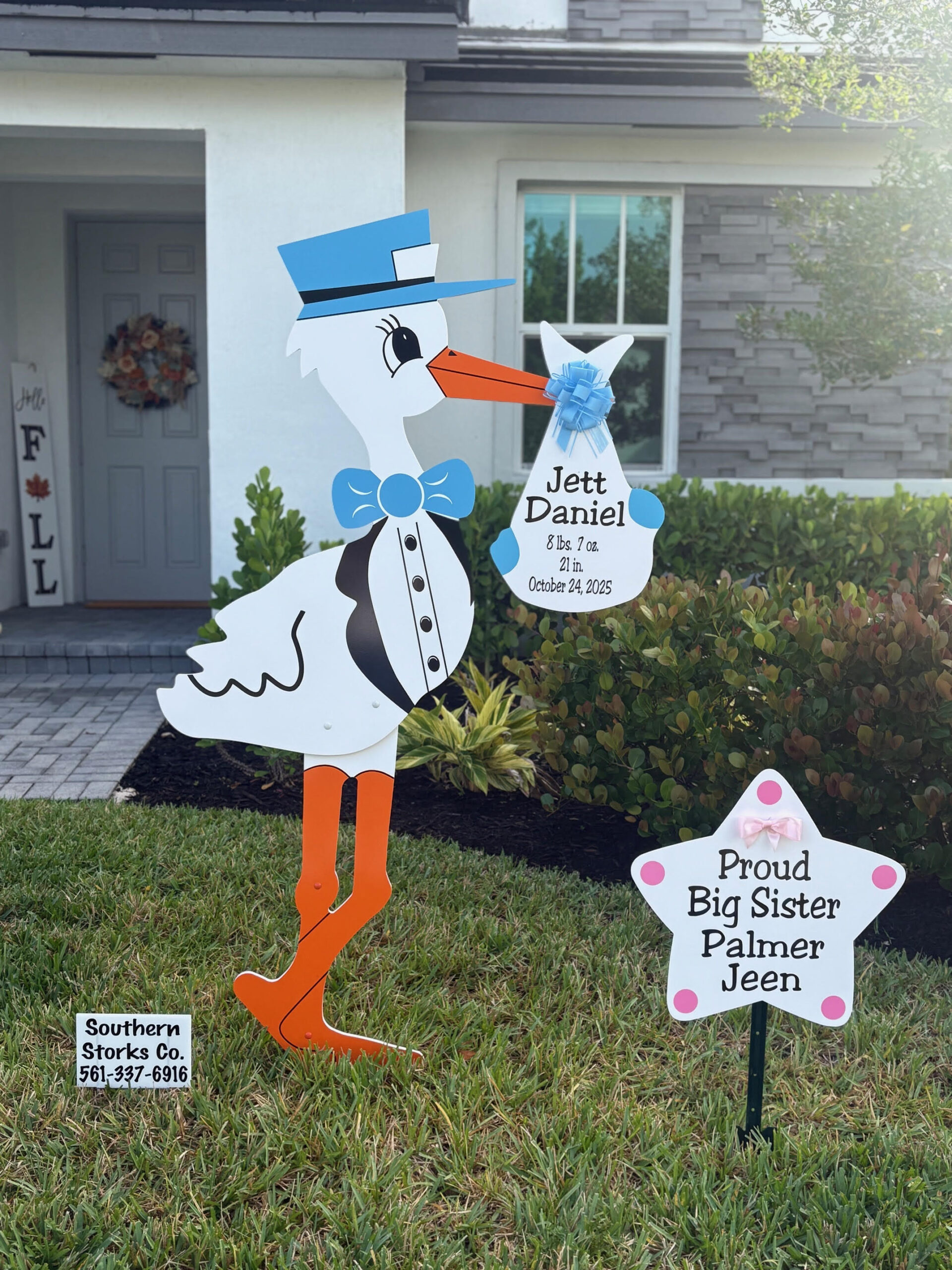 Stork Baby Announcement Yard Sign Rental in Royal Palm Beach, FL